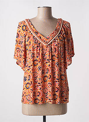 Blouse imprimé fantaisie manches courtes orange LOLA ESPELETA femme