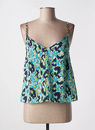 Top tissage crêpe fines bretelles bleu MORGAN femme