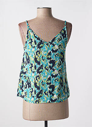 Top tissage crêpe fines bretelles bleu MORGAN femme