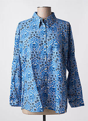 Chemisier imprimé fleurs manches longues bleu ANGE femme