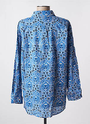 Chemisier imprimé fleurs manches longues bleu ANGE femme