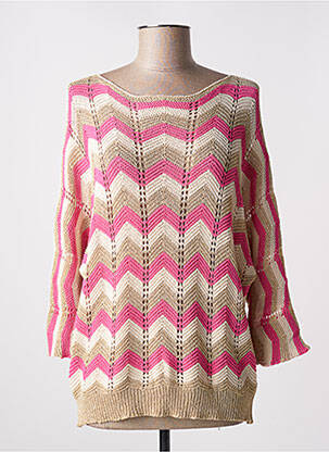 Pull col bateau manches 3/4 rose FREE femme