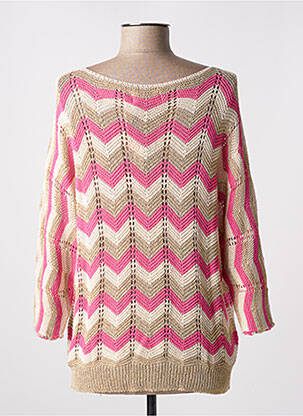 Pull col bateau manches 3/4 rose FREE femme