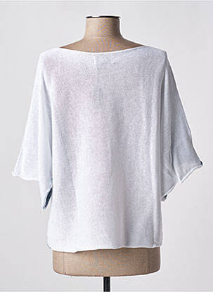 Pull tissage chiné manches 3/4 bleu M femme