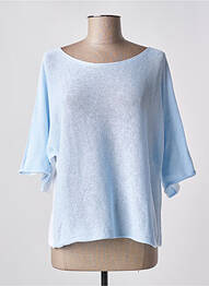 Pull col bateau manches 3/4 bleu M femme