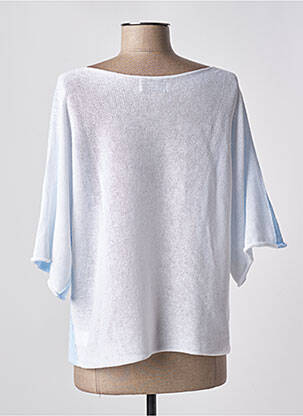 Pull coupe droite manches 3/4 bleu M femme