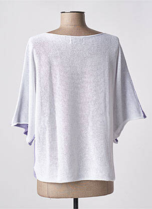 Pull tissage chiné manches 3/4 violet M femme