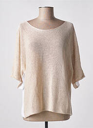 Pull tissage chiné manches 3/4 beige M femme