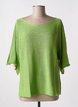 Pull col bateau manches 3/4 vert M femme