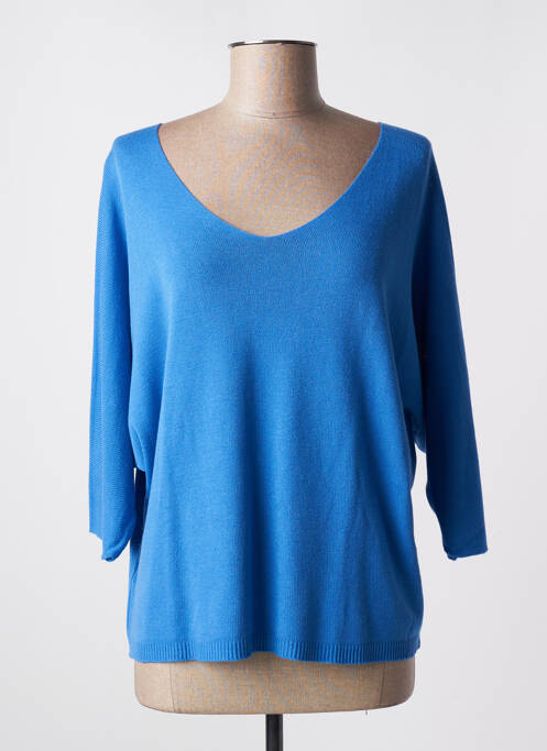 Pull col v manches 3/4 bleu clair FREE femme