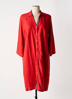 Robe mi-longue manches 3/4 manches 3/4 rouge ELLE EST OU LA MER femme
