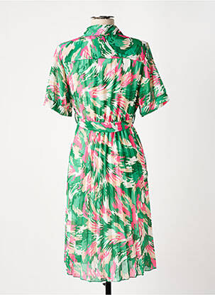 Robe mi-longue coupe fluide manches courtes vert LATINO femme