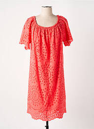 Robe mi-longue manches courtes manches courtes rose COULEURS DU TEMPS femme