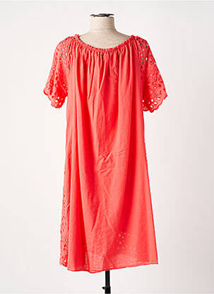 Robe mi-longue manches courtes manches courtes rose COULEURS DU TEMPS femme