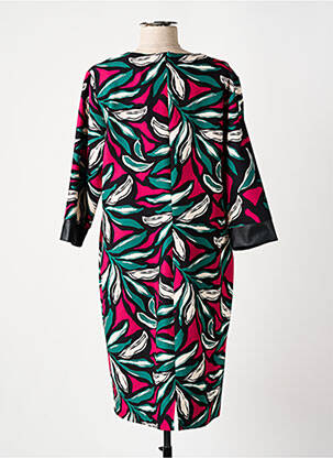 Robe mi-longue imprimé fleurs manches 3/4 rose GRIFFON femme