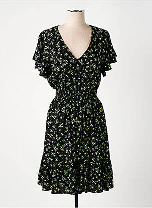 Robe mi-longue imprimé fleurs manches courtes noir TIFFOSI femme