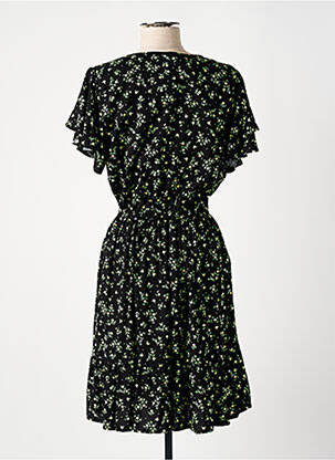 Robe mi-longue imprimé fleurs manches courtes noir TIFFOSI femme