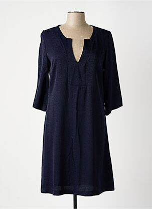 Robe mi-longue manches 3/4 manches 3/4 bleu JANIS & JOHN femme