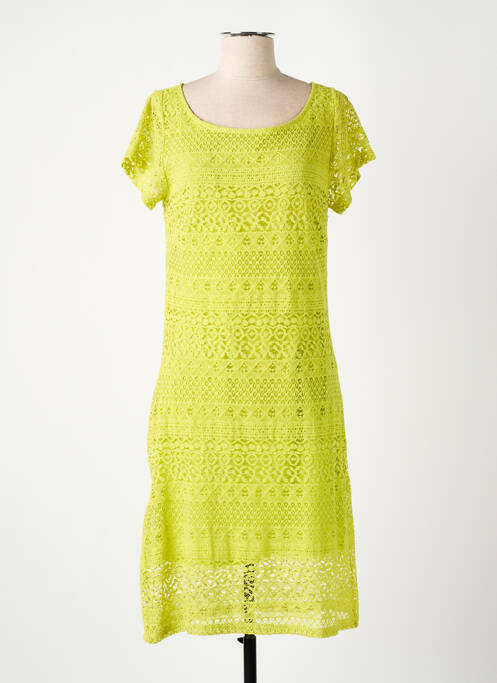 Robe mi-longue manches courtes manches courtes vert AGATHE & LOUISE femme