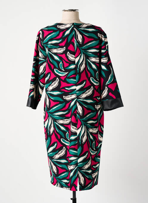 Robe mi-longue imprimé fleurs manches 3/4 rose GRIFFON femme