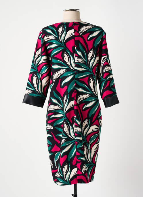 Robe mi-longue imprimé fleurs manches 3/4 rose GRIFFON femme