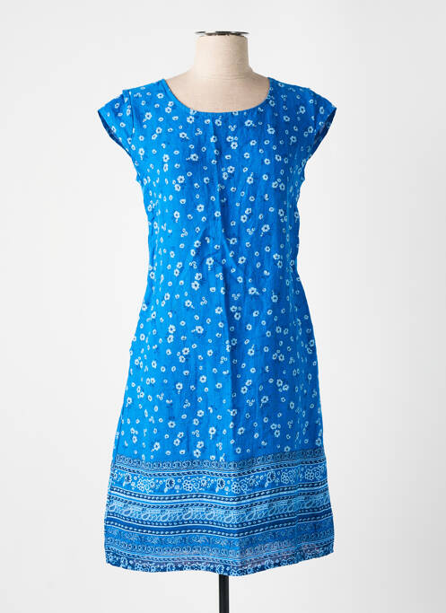 Robe mi-longue bleu COULEURS DU TEMPS pour femme