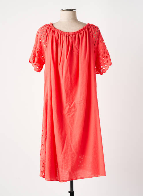 Robe mi-longue rose COULEURS DU TEMPS pour femme