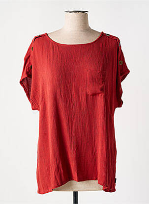 Blouse col rond manches courtes orange ELLE EST OU LA MER femme