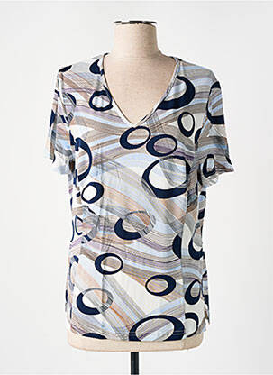 T-shirt col v manches courtes bleu GUY DUBOUIS femme
