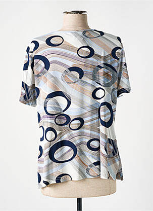 T-shirt col v manches courtes bleu GUY DUBOUIS femme