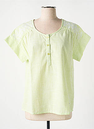 Blouse tissage popeline manches courtes vert AGATHE & LOUISE femme