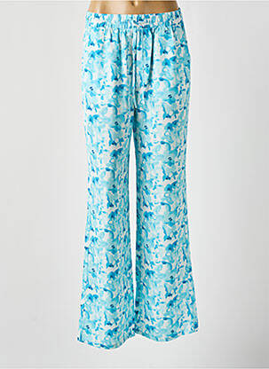 Pantalon large coupe fluide taille haute bleu TIFFOSI femme