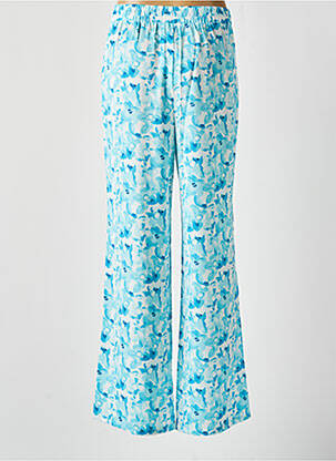 Pantalon large coupe fluide taille haute bleu TIFFOSI femme
