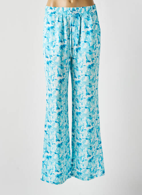 Pantalon large coupe fluide taille haute bleu TIFFOSI femme
