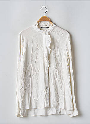 Chemisier tissage crêpe manches longues blanc MONOPRIX femme