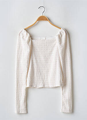 Top tissage crêpe manches longues blanc H&M femme