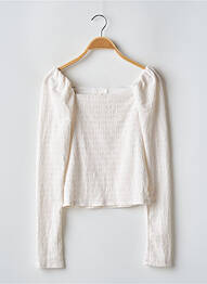 Top col carré manches longues blanc H&M femme