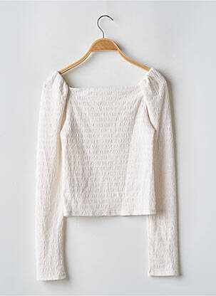 Top col carré manches longues blanc H&M femme