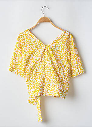 Blouse imprimé fleurs manches courtes jaune CAROLL femme