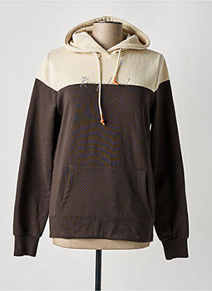 Sweat-shirt à capuche col v manches longues marron KINGSLAND femme