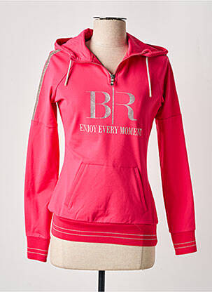 Sweat-shirt à capuche sérigraphie manches longues rose BR femme