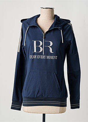 Sweat-shirt à capuche sérigraphie manches longues bleu BR femme