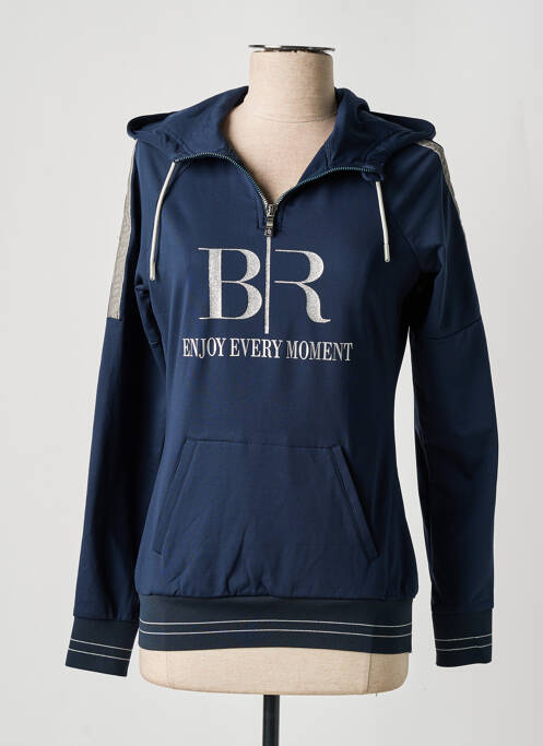 Sweat-shirt à capuche sérigraphie manches longues bleu BR femme