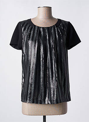 Top tissage crêpe manches courtes noir TRUSSARDI JEANS femme