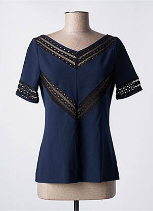 Top tissage crêpe manches courtes bleu TRUSSARDI JEANS femme