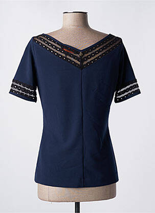 Top tissage crêpe manches courtes bleu TRUSSARDI JEANS femme