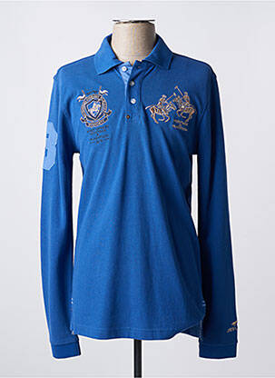 Polo manches longues manches longues bleu HV SOCIETY homme