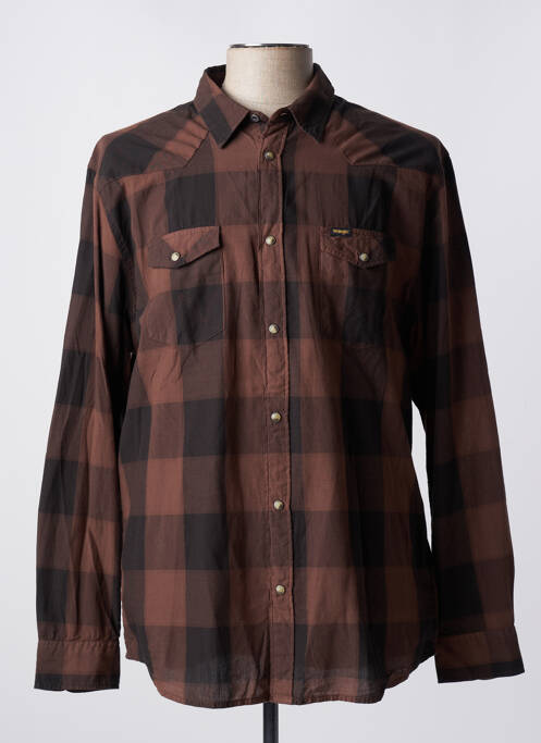 Chemise manches longues marron WRANGLER pour homme