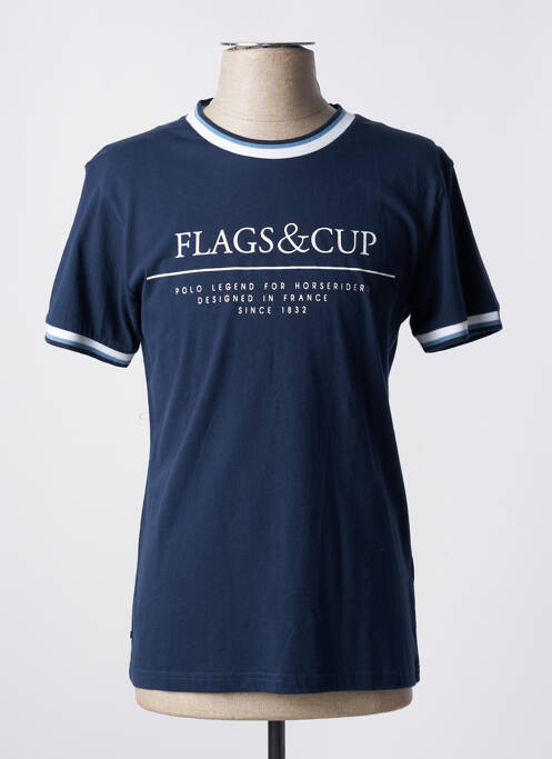 T-shirt bleu FLAGS & CUP pour homme