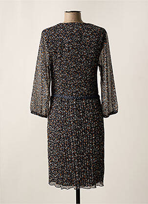 Robe mi-longue imprimé fantaisie manches longues bleu CHRISTINE LAURE femme